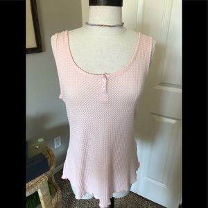 Waffle textured baby pink tank top